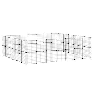 vidaXL 52-tlg. Haustierk&auml;fig mit T&uuml;r Schwarz 35x35 cm Stahl