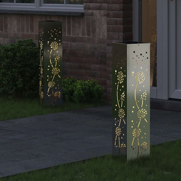 vidaXL Solar LED Weg Licht 2 pcs Rostig Galvanisiert