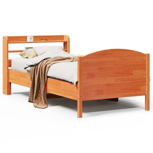 vidaXL Massivholzbett ohne Matratze Wachsbraun 75x190 cm Kiefernholz