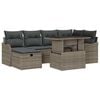 vidaXL Garten-Sofa-Set mit Kissen mit Speicher 7 pcs Grau Poly Rattan