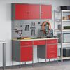 vidaXL Werkbank mit Schubladen 8 pcs Rot Ingenieure Holz und Stahl