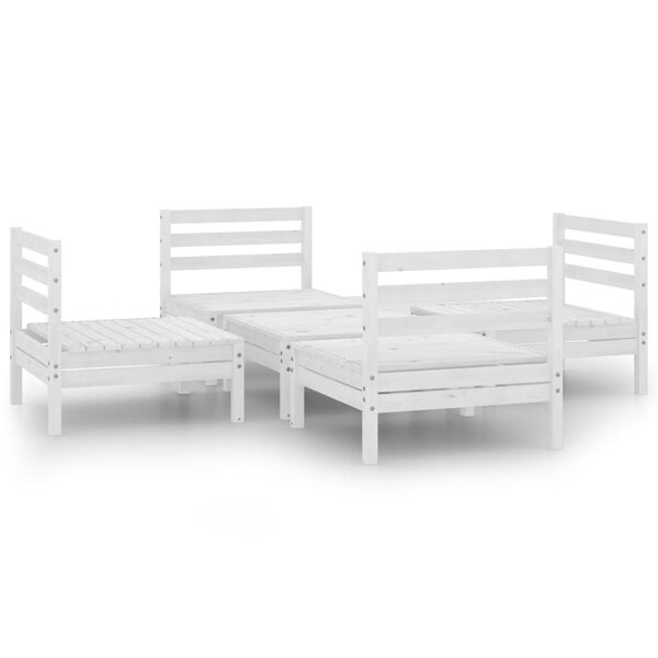 vidaXL 5-tlg. Garten-Lounge-Set Wei&szlig; Kiefer Massivholz