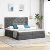 vidaXL Bett mit LED-Lichtleisten Dunkelgrau 180 x 200 cm Stoff