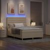 vidaXL LED Boxspringbett mit Matratze Creme 140 x 200 cm Stoff