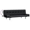 vidaXL Schlafsofa mit 2 Kissen Kunstleder Ausziehbar Schwarz