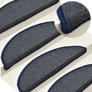 vidaXL Stufenmatten 15 Stk. 56x17x3 cm Dunkelgrau und Blau Halbrund