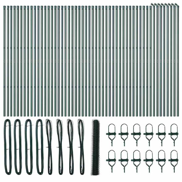 vidaXL Zaunpfosten Gr&uuml;n 100 x 1,2 m (36 mm Maschen) Stahl und PVC