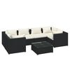 vidaXL 7-tlg. Garten-Lounge-Set mit Auflagen Poly Rattan Schwarz