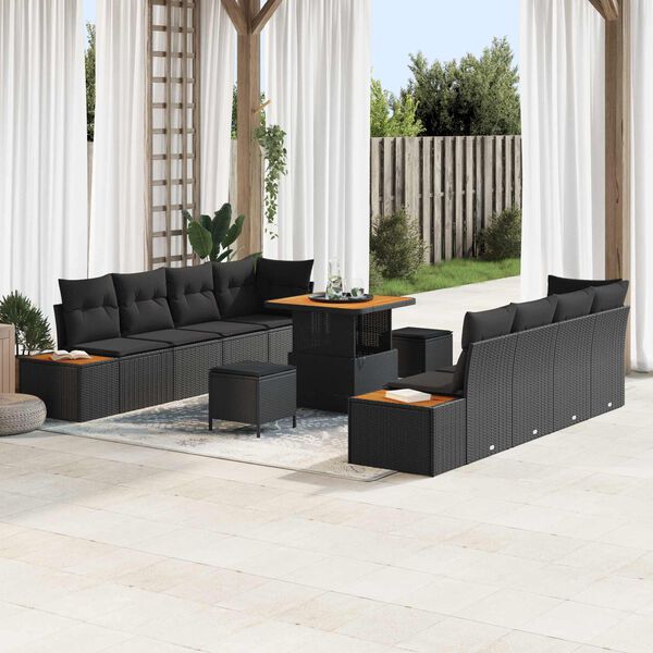 vidaXL Gartensofa-set 11 pcs Schwarz Poly-Rattan