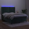 vidaXL Boxspringbett mit Matratze & LED Dunkelgr&uuml;n 140x200 cm Samt