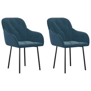 vidaXL Esszimmerst&uuml;hle 2 Stk. Blau Samt