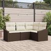 vidaXL Sofa Set mit Kissen 4 pcs Braun Poly-Rattan