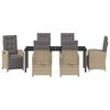vidaXL Garten Essgruppe mit Kissen 7 pcs Beige Poly-Rattan