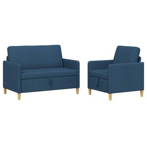 vidaXL Sofa Set mit Stauraum 2 stk. Blau Polyester