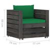 vidaXL 12-tlg. Garten-Lounge-Set mit Kissen Grau Impr&auml;gniertes Holz