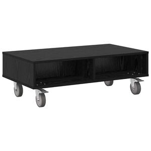 vidaXL Beistelltisch mit R&auml;dern Schwarz Eichen-Optik 90 x 50 x 30 cm