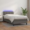 vidaXL Boxspringbett mit Matratze & LED Grau 90x200 cm Kunstleder