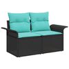vidaXL Garten-Sofa mit Kissen 141 x 62 x 69 cm Poly-Rattan