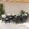 vidaXL Garten Essgruppe mit Kissen 7 pcs Schwarz Poly-Rattan