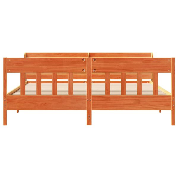vidaXL Massivholzbett ohne Matratze Wachsbraun 200x200 Kiefernholz