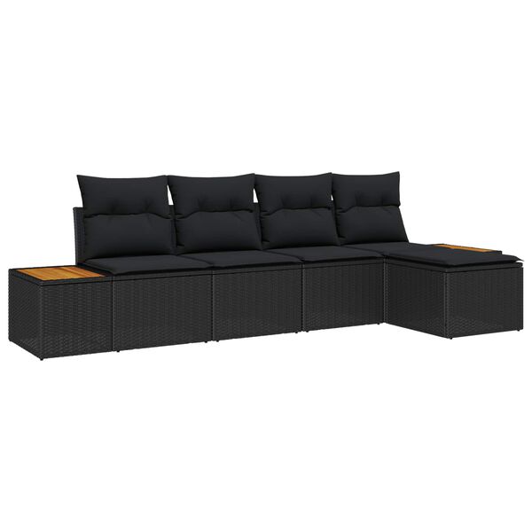 vidaXL Gartensofa-set mit Kissen mit Speicher 6 pcs Schwarz Polyrattan