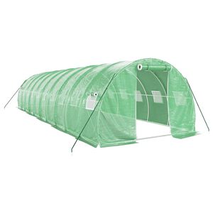 vidaXL Gew&auml;chshaus mit Stahlrahmen Gr&uuml;n 30 m&sup2; 10x3x2 m