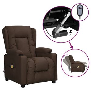 vidaXL Massagesessel Elektrisch Braun Kunstleder