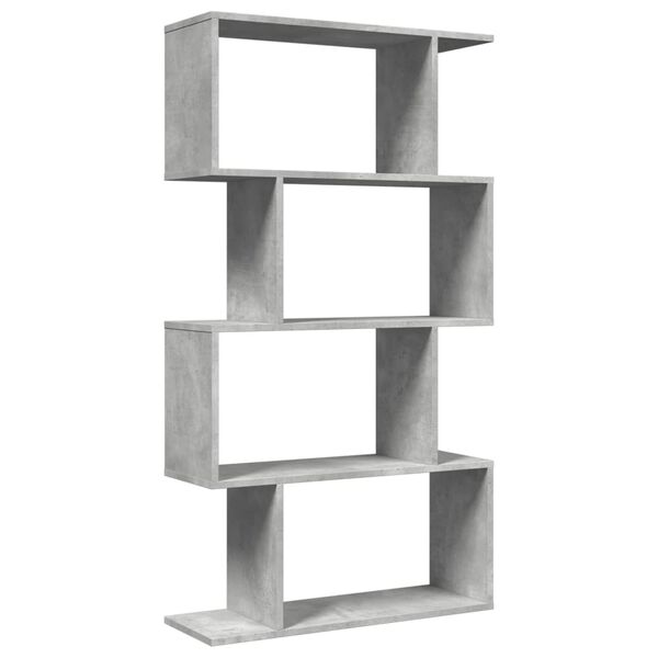vidaXL Raumteiler-B&uuml;cherregal 4 B&ouml;den Betongrau 70x24x129 cm