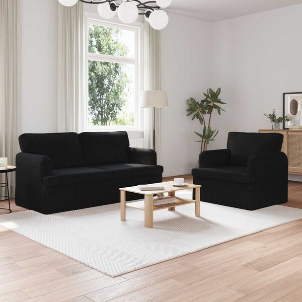 vidaXL Sofa 2 pcs Schwarz 162 x 80 x 85 cm Stoff