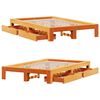 vidaXL Massivholzbett ohne Matratze Wachsbraun 135x190 cm Kiefernholz