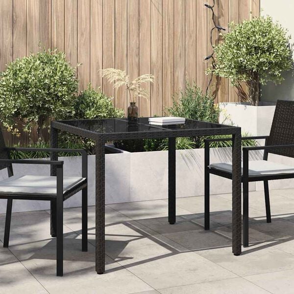 vidaXL Garten-E&szlig;tisch Schwarz 90 x 90 x 75 cm Poly Rattan