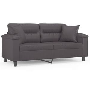 vidaXL 2-Sitzer-Sofa mit Zierkissen Grau 140 cm Kunstleder