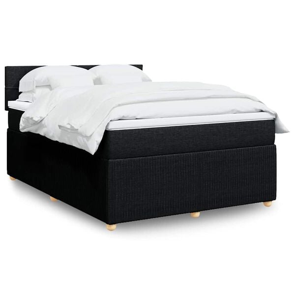 vidaXL Boxspringbett mit Matratze Schwarz 140x200 cm Stoff