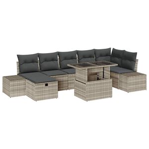 vidaXL Garten-Sofa-Set 8 pcs Hellgrau Poly-Rattan