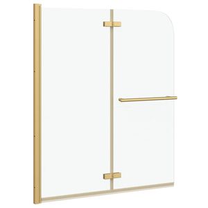 vidaXL Duschabtrennung Transparent und Gold 120 x 140 cm