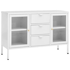 vidaXL Sideboard Wei&szlig; 105x35x70 cm Stahl und Hartglas