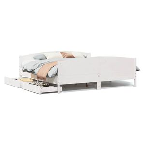 vidaXL Massivholzbett ohne Matratze Wei&szlig; 200x200 cm Kiefernholz
