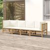 vidaXL 4-tlg. Garten-Lounge-Set mit Cremeweißen Kissen Bambus