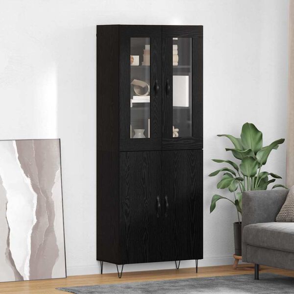 vidaXL Highboard Wei&szlig; und Schwarz Eiche 69,5 x 34 x 180 cm