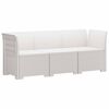 vidaXL 3-Sitzer Garten Sofa Rattan Look PP Wei&szlig;