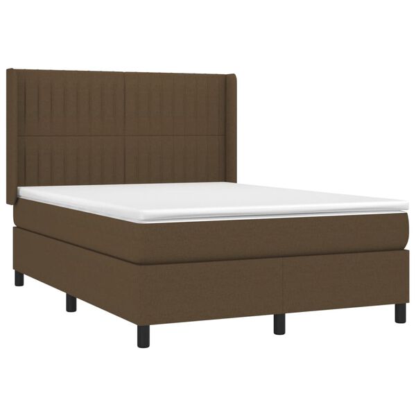 vidaXL Boxspringbett mit Matratze & LED Dunkelbraun 140x190 cm Stoff
