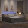 vidaXL Bett mit LED-Lichtleisten mit Kopfteil Taupe 200 x 200 cm Stoff