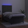 vidaXL Boxspringbett mit Matratze & LED Dunkelgrau 90x190 cm Samt