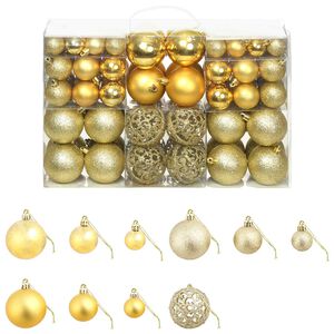 vidaXL 100-tlg. Weihnachtskugel-Set 3/4/6 cm Golden