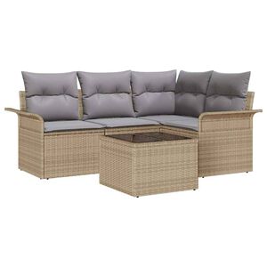 vidaXL Gartensofa-set mit Kissen 5 pcs Beige Poly-Rattan