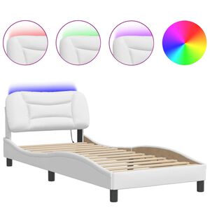 vidaXL Bettgestell mit LED ohne Matratze "Hvar" Wei&szlig; 80x200 cm