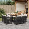 vidaXL 9-tlg. Garten-Essgruppe mit Kissen Schwarz Poly Rattan