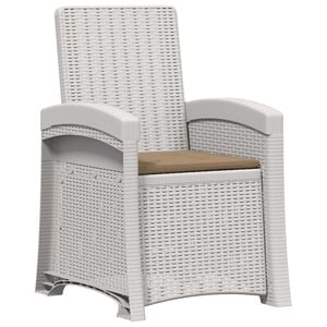 vidaXL Liegesessel Garten Rattan-Optik Wei&szlig; und Taupe PP