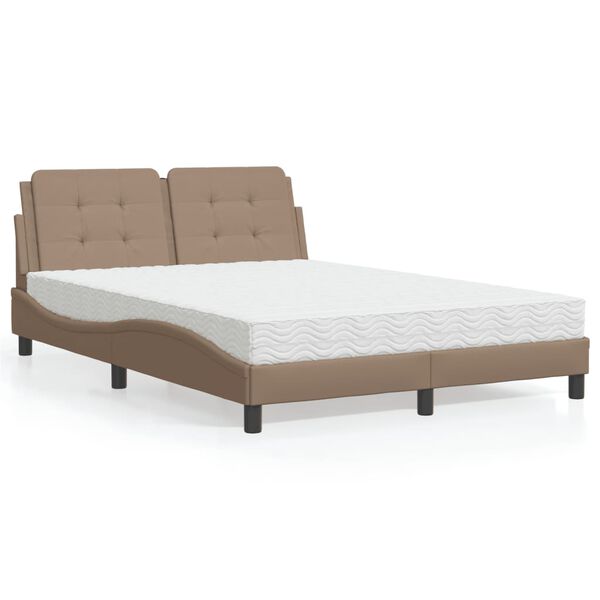 vidaXL Bett mit Matratze "Zadar" Cappuccino-Braun 140x200 cm Kunstleder