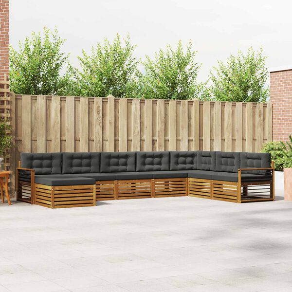 vidaXL Sofagarnituren 8 pcs Natur und Anthrazit Massivholz Akazie